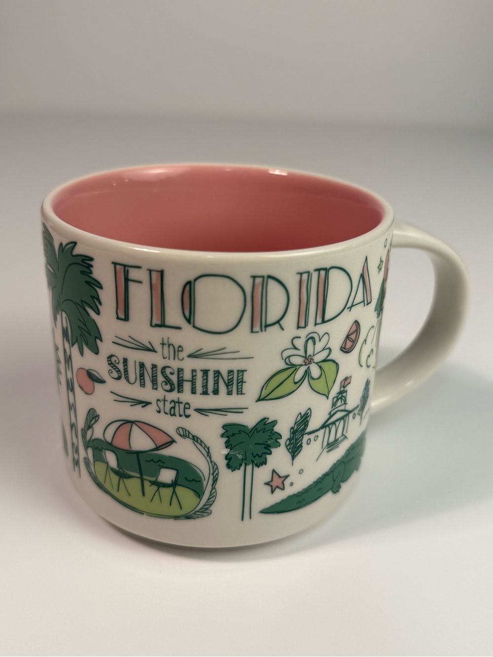 Starbucks Florida Sunshine State Ceramic Mug with Pink Interior